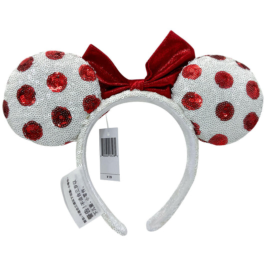 White Minnie Ears Headband Red Polka Dots