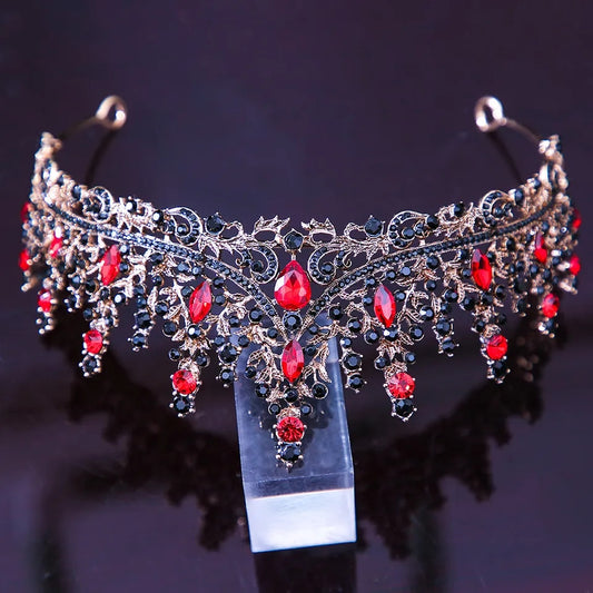 Gothic Ruby Red Vintage Baroque Dark Black Princess Tiara Evil Queen diadem surethings