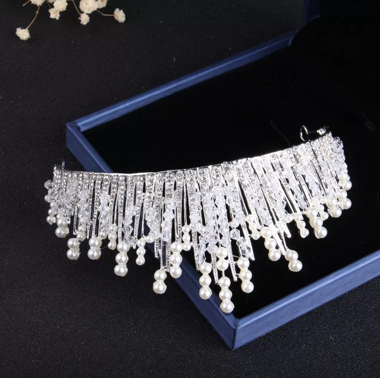 Silver and Pearl Princess Tiara Detail Princess Queen headdress