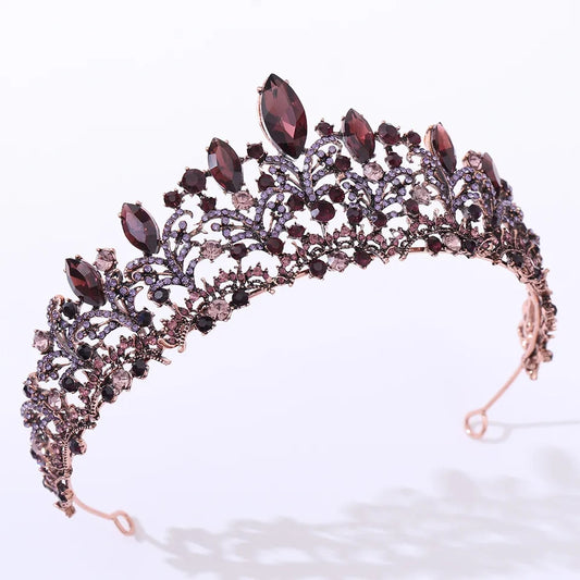 Tiara Crown – Vintage Baroque Style in Burgundy Purple for Gothic Queen Cosplay surethings
