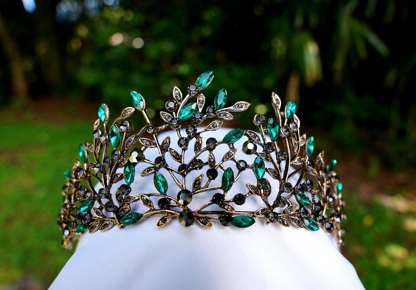 Crown Of Vines Green Woodland Dark Tiara Bridal Birthday Wedding Gift Diadem