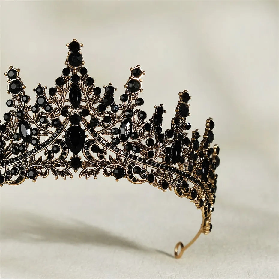 Vintage Baroque Goth Black Tiara Crown Evil Queen tall diadem
