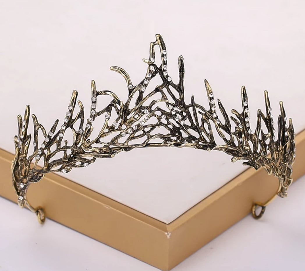 Vintage Baroque Dark Princess Crowns Goth Woodland Winter Evil Queen tall diadem
