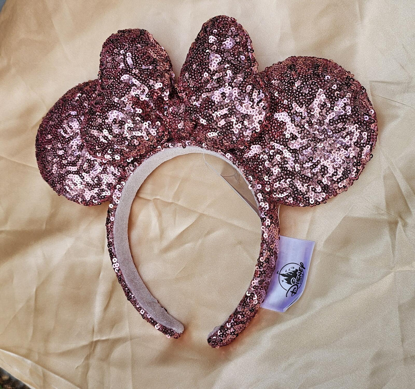 Disney Parks Resort Ears Headband Minnie limited Sequin Pink Puffy Bow
