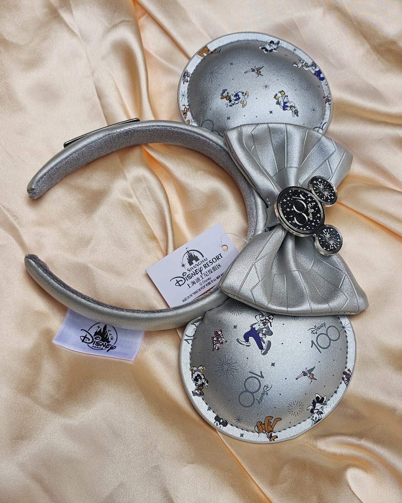 100 Years Anniversary Metallic Silver Minnie Mouse Ears Headband