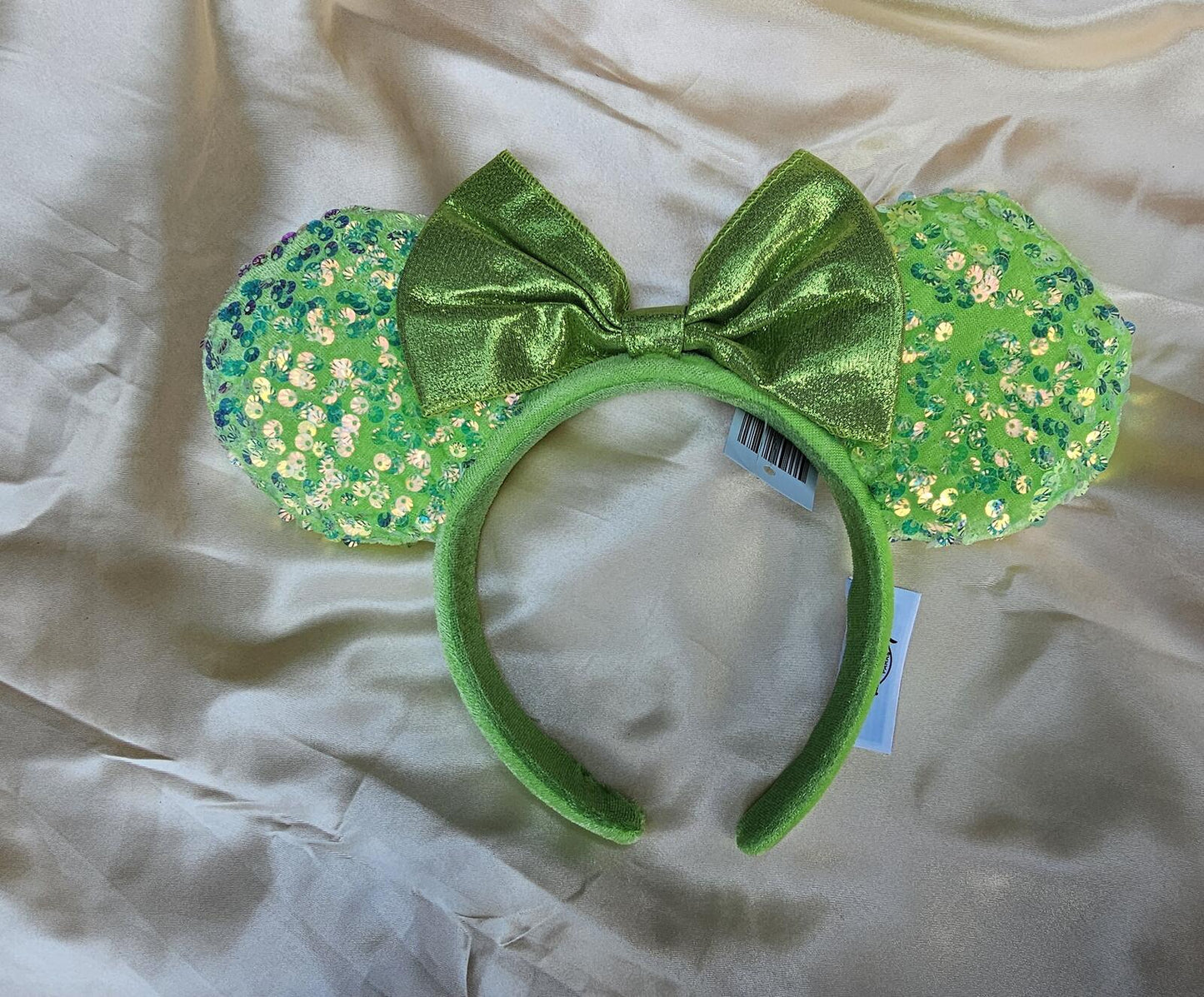 Disney Neon Green Sequin Minnie Ears Headband Lime