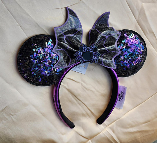 Bat Wings Minnie Ears Headband Bow black spider Halloween