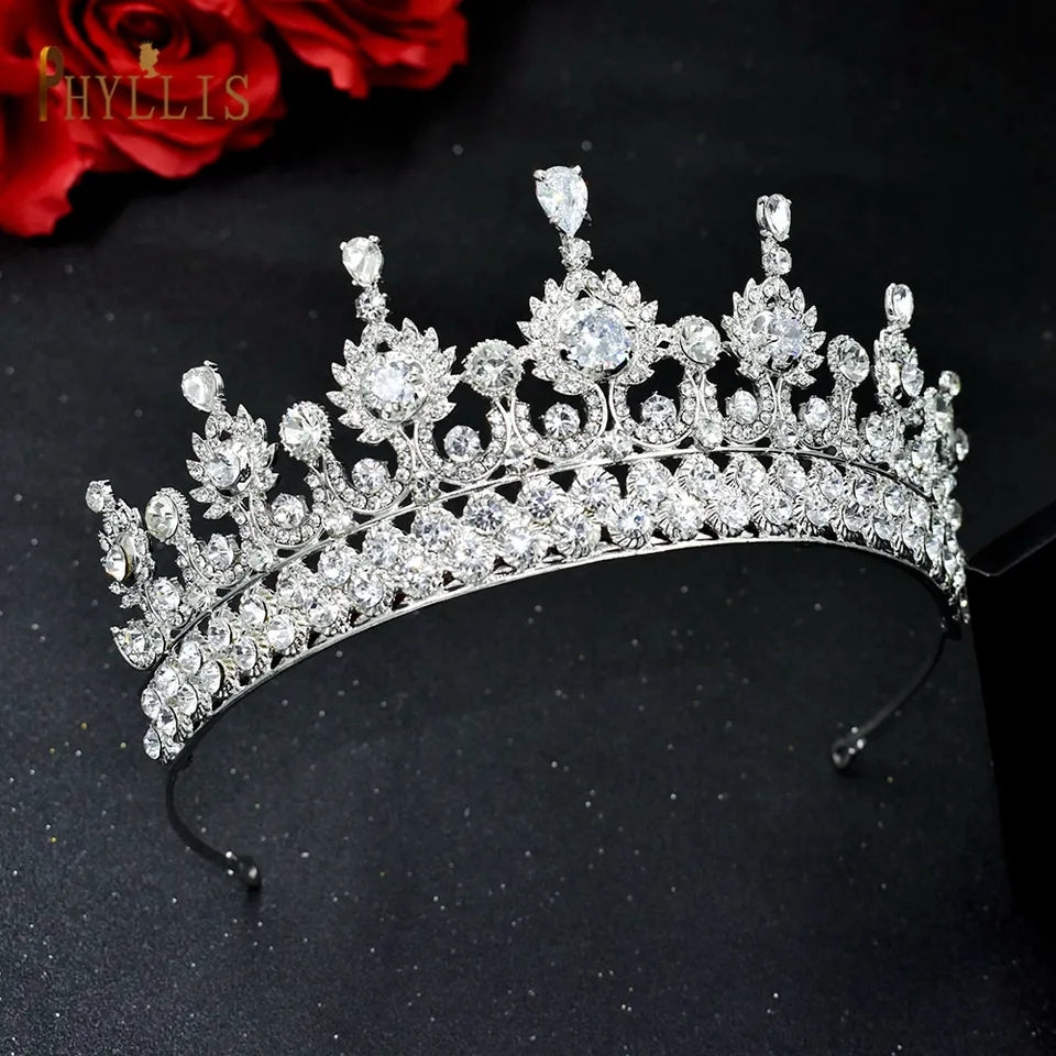 Icy Vintage Silver leaf Princess Tiara Set Princess Queen  headdress