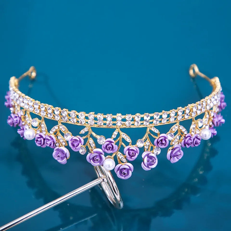 Purple Rose Princess Tiara Queen headdress