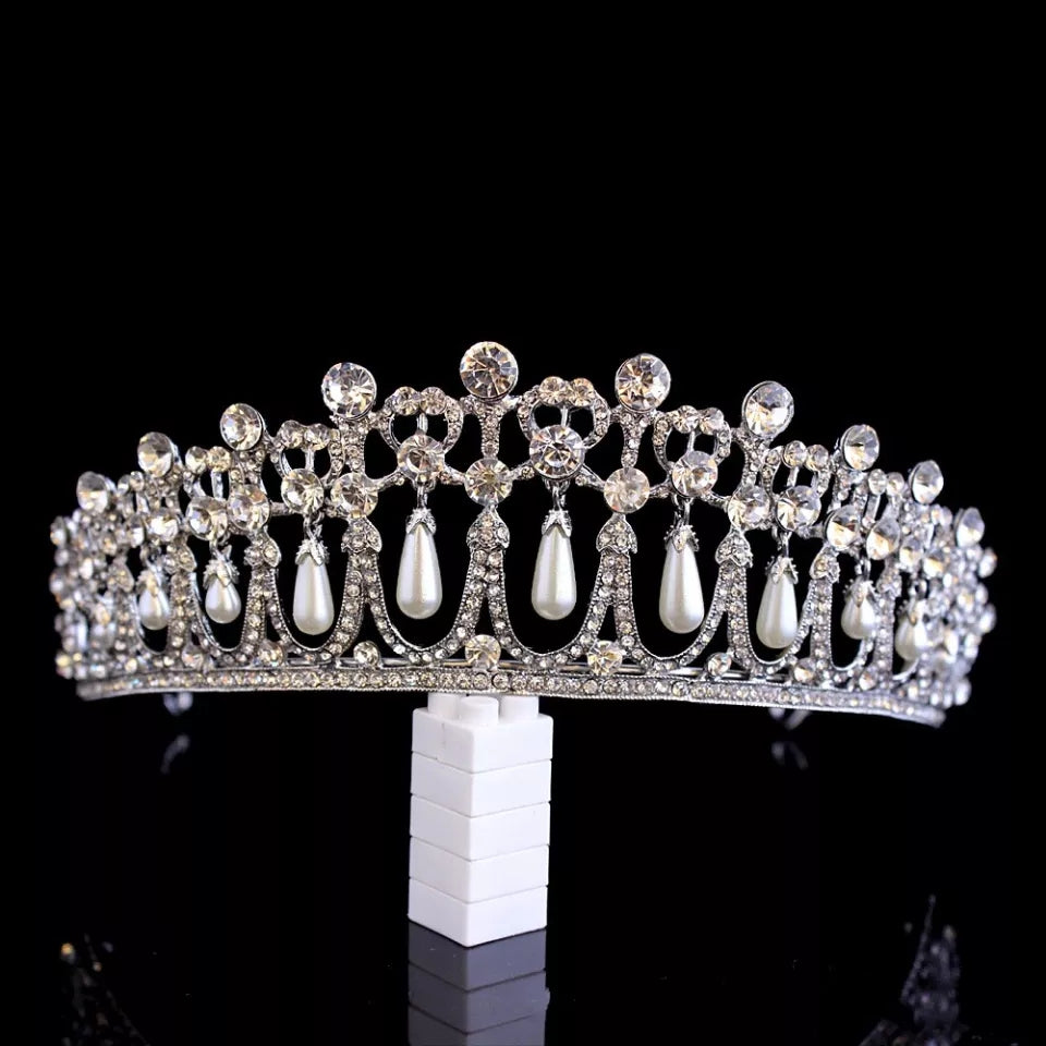 Princess Diana Tiara Cambridge Lovers Knot Silver Crown queen spencer family replica pearl