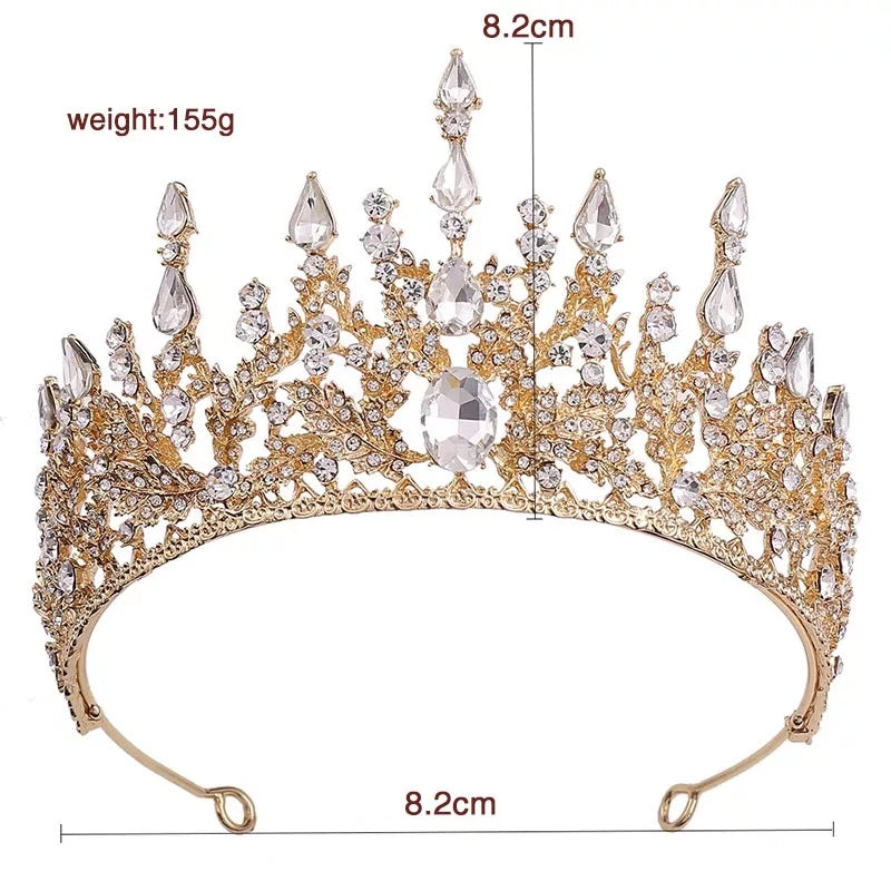 Spiky Gold Crystal Tiara Crown Detail Princess Queen headdress 