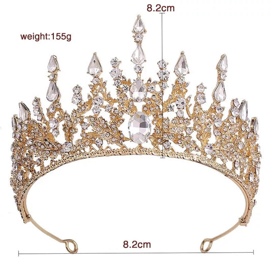 Spiky gold crystal tiara crown with princess queen bridal design surethings