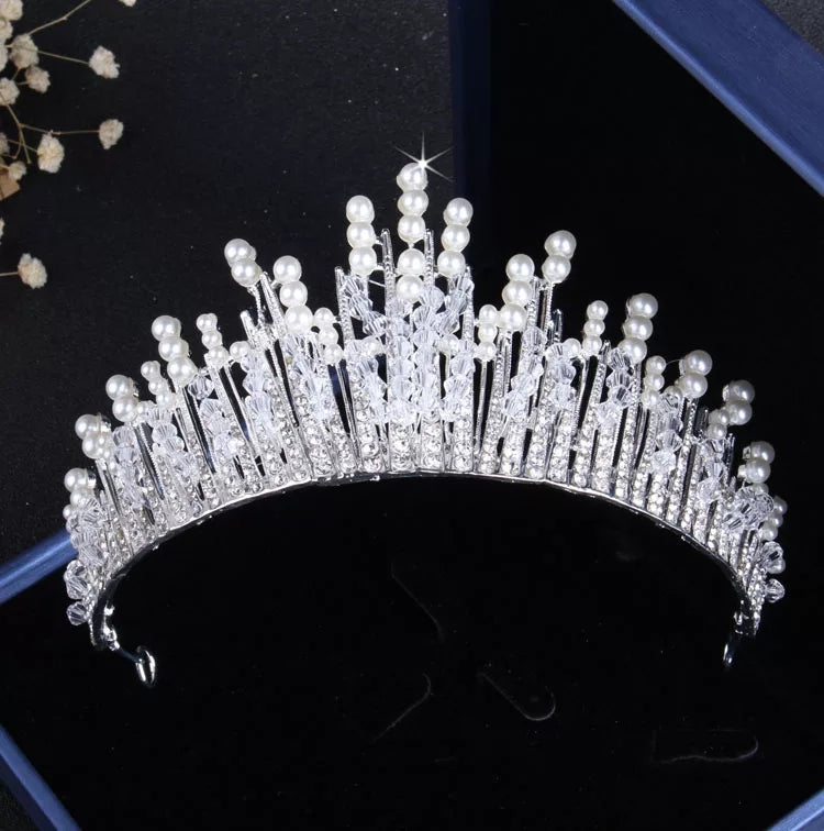 Silver and Pearl Princess Tiara Detail Princess Queen headdress