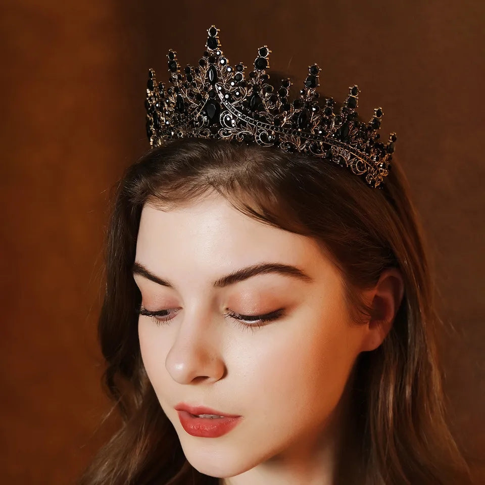Vintage Baroque Goth Black Tiara Crown Evil Queen tall diadem surethings
