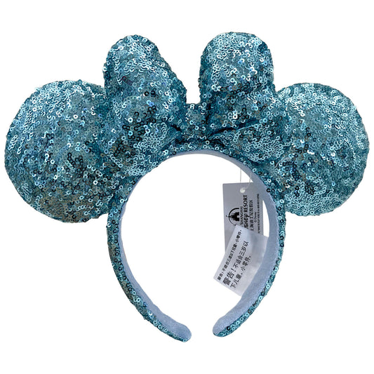 Aqua Blue Minnie Mouse Ears Aqua Blue Sequin Padded Bow Headband Gift