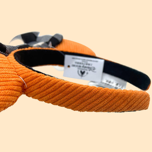 Autumn Disney Orange Corduroy Minnie Mouse Ears Headband with Black and White