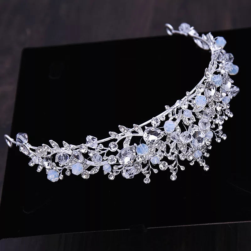 Silver Light blue Princess Tiara Detail Princess Queen headdress bridal cosplay diadem 