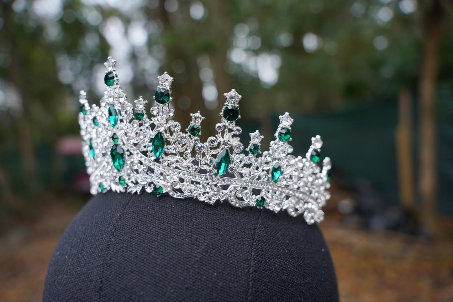 Icy Teal Green Crystal Silver Crown Tiara, Princess Tiara, Wedding Bridal