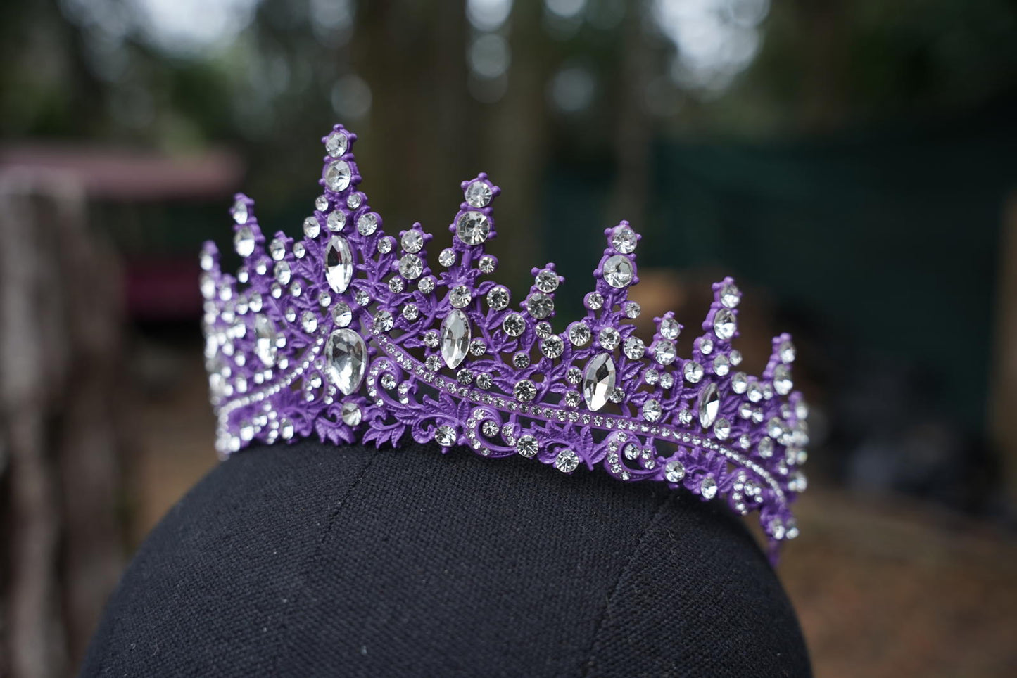Purple Crystal Crown, Quinceanera Crown, Silver Wedding Tiara, Bridal Headpiece