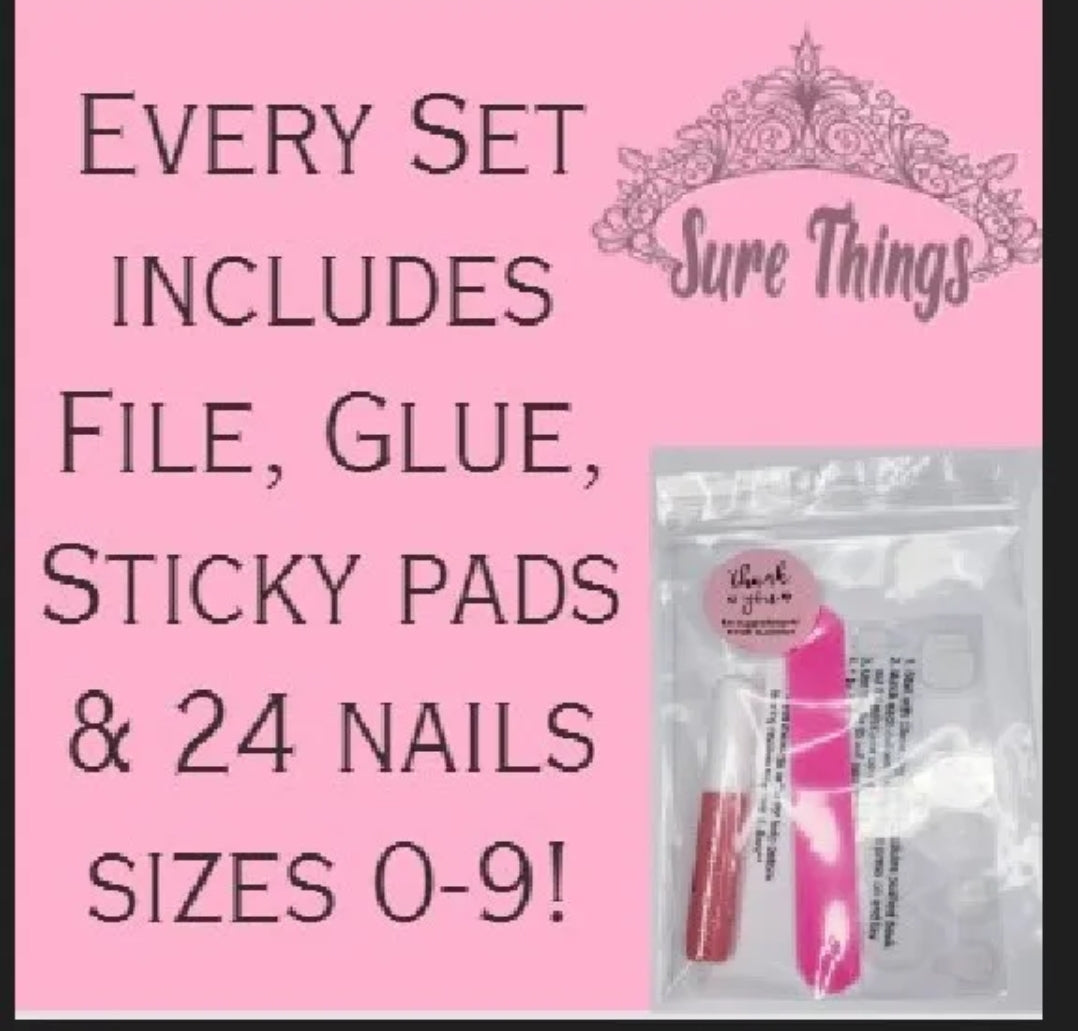 24 long press-on nails with matte black and white ombre butterfly design, gothic style with almond and round shapes, metallic line accents surethings