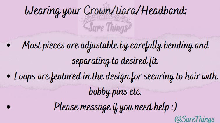 Adult or child Silver Tiara Crown Detail Princess Queen smaller jewelry 