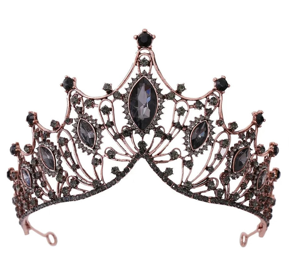Vintage Baroque Dark Princess Tiara Goth Black Evil Queen tall diadem jewelry