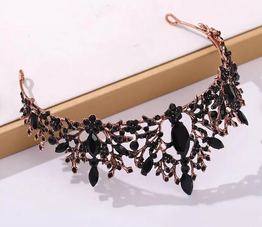 Vintage Baroque Dark Princess Tiara Goth Black King Evil Queen diadem jewelry surethngs
