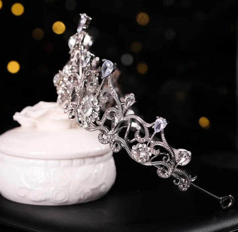 Vintage Silver Quinceanera Crowns Princess Queen headdress Bridgerton gift 