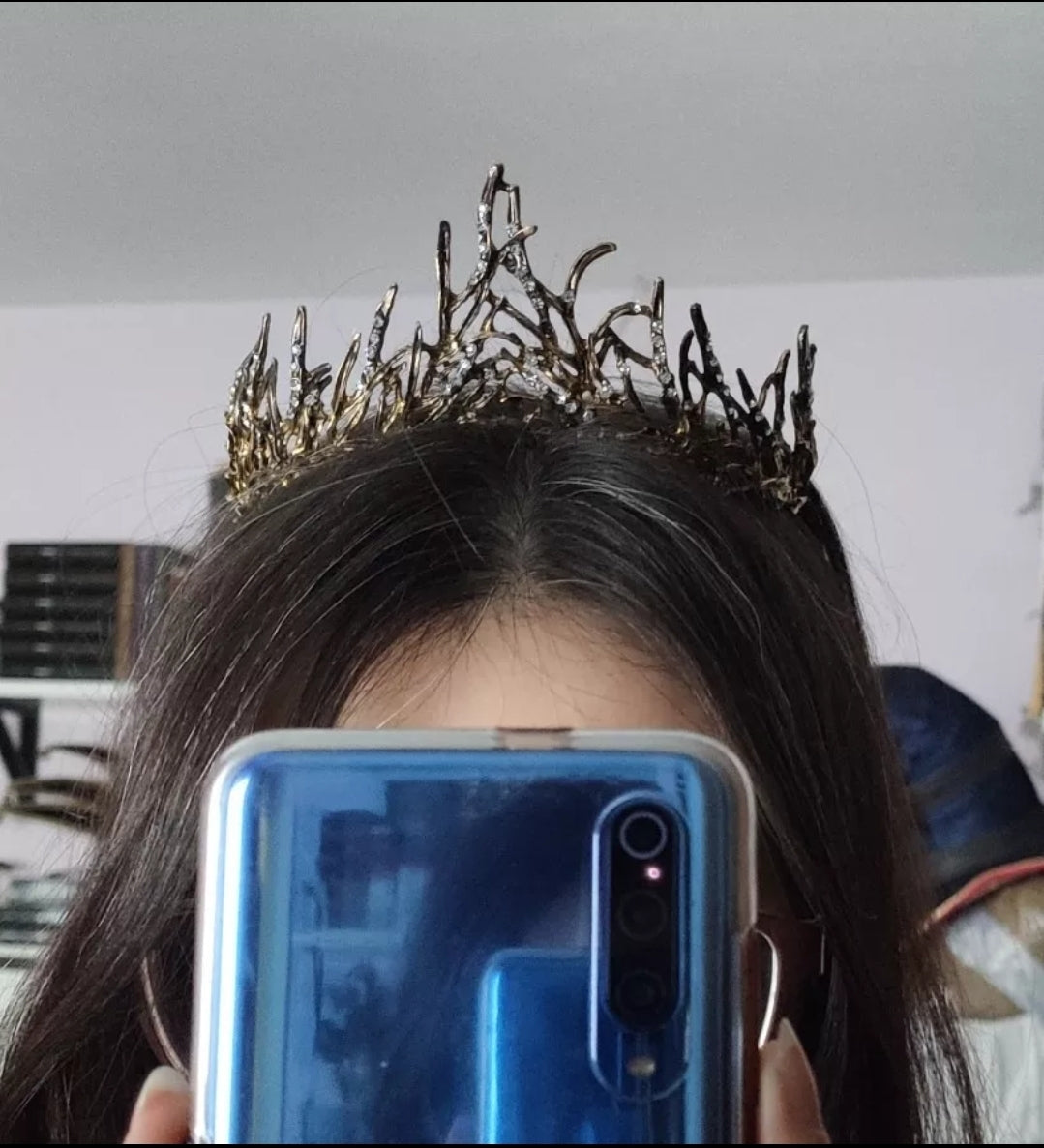 Vintage Baroque Dark Princess Crowns Goth Woodland Winter Evil Queen tall diadem