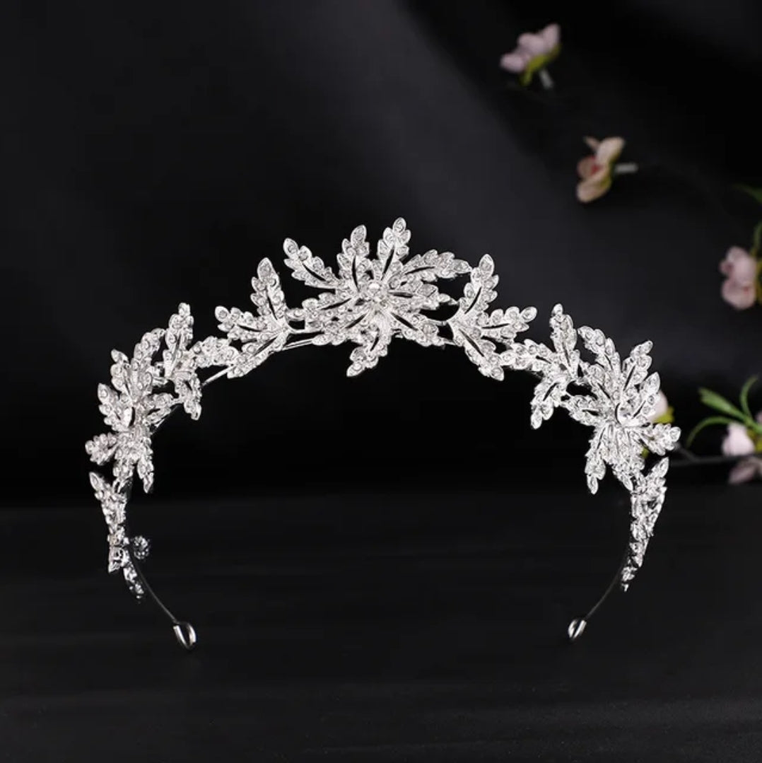 Icy Vintage Silver leaf Princess Tiara Set Princess Queen gift bridal real metal cosplay diadem  surethings