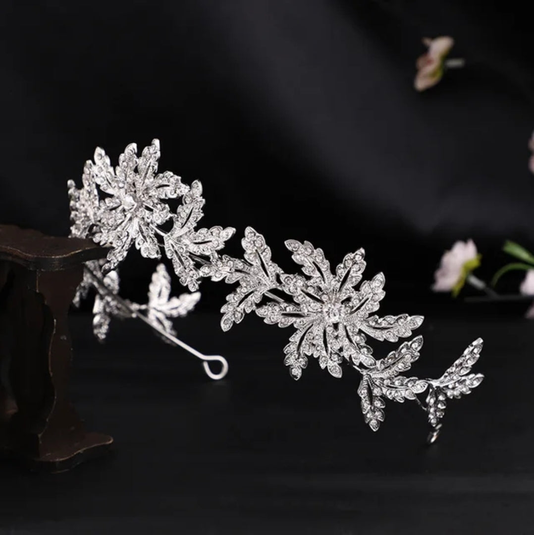 Icy Vintage Silver leaf Princess Tiara Set Princess Queen gift bridal real metal cosplay diadem surethings