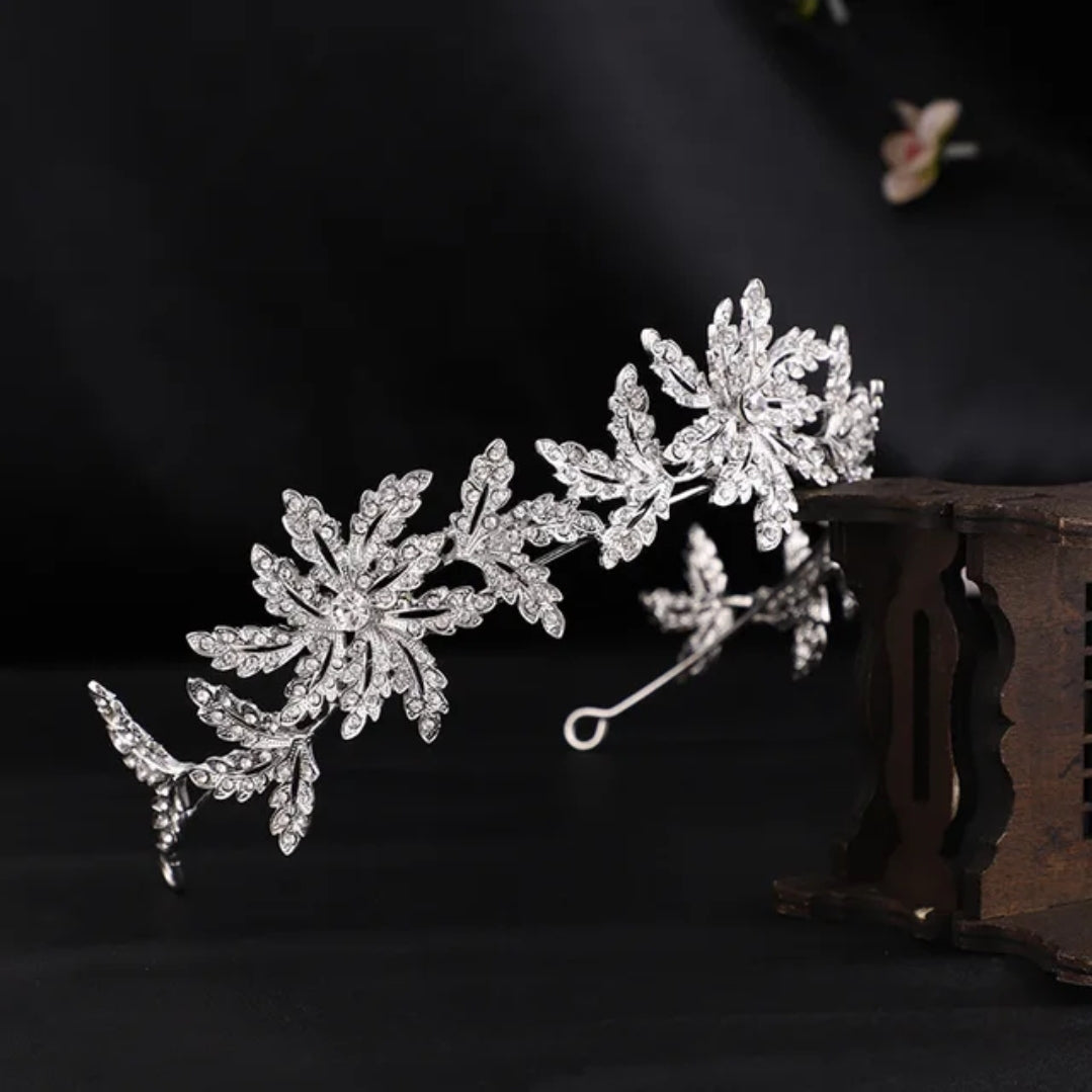 Icy Vintage Silver leaf Princess Tiara Set Princess Queen gift bridal real metal cosplay diadem  surethigs