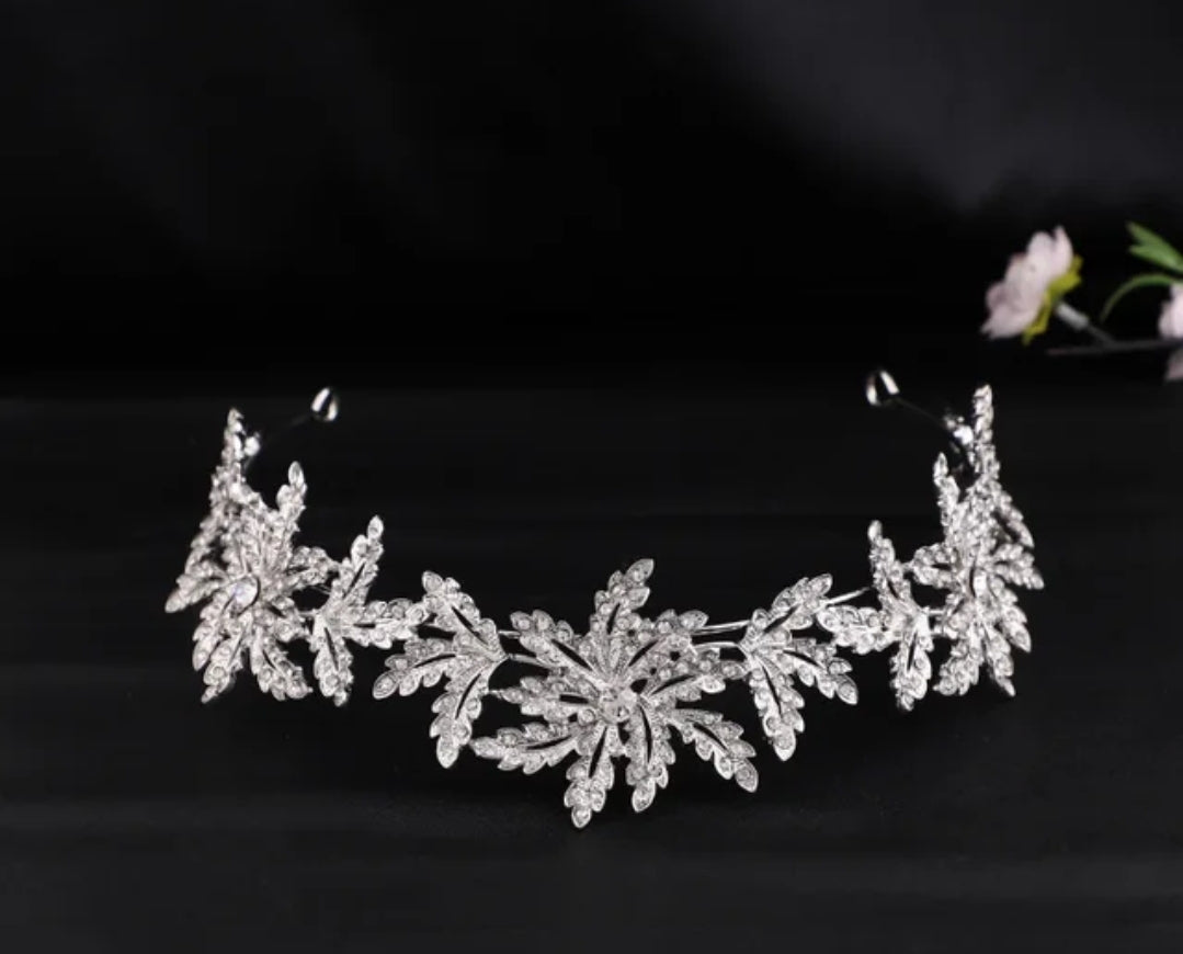 Icy Vintage Silver leaf Princess Tiara Set Princess Queen gift bridal real metal cosplay diadem