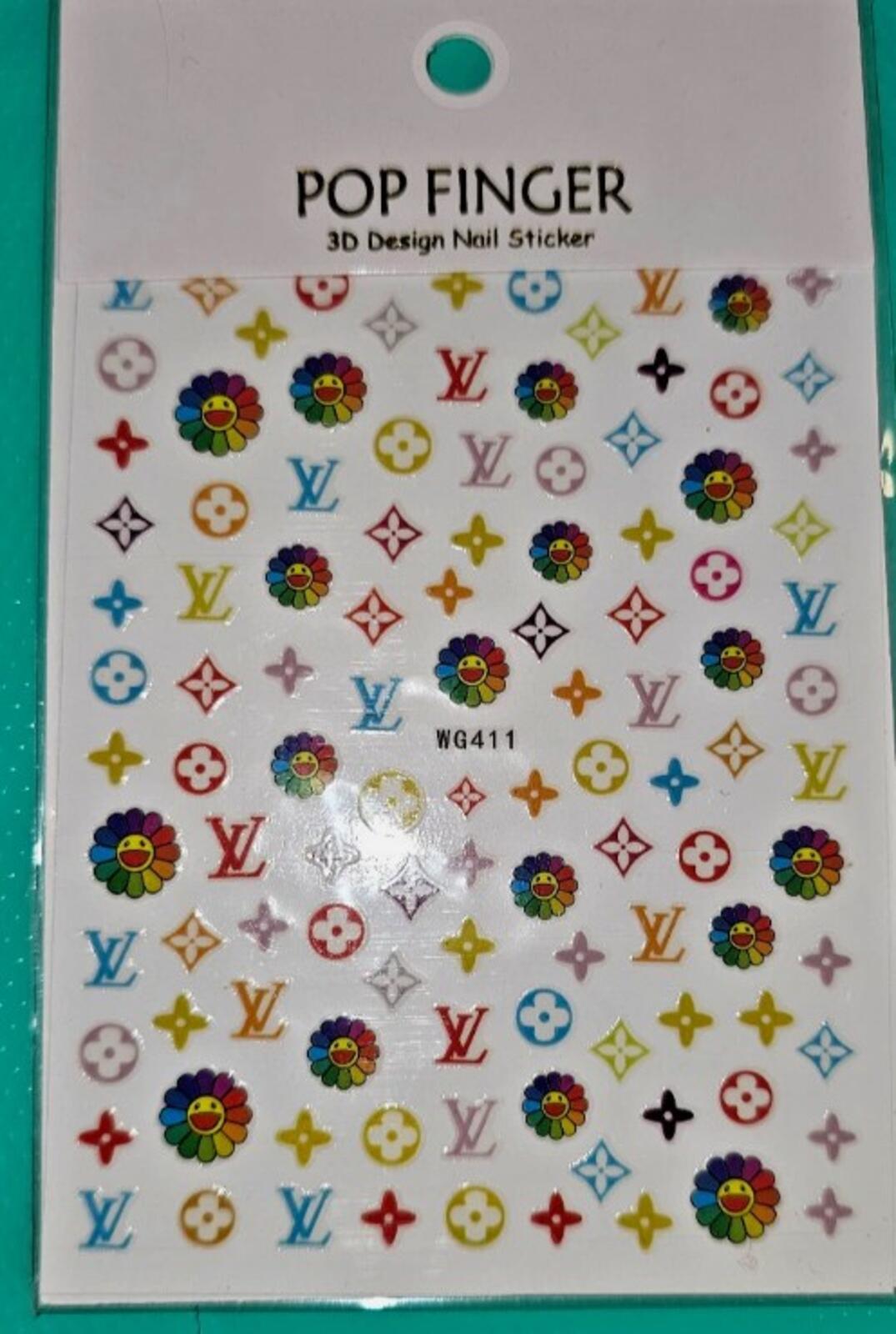 2 pack Louie Vuitton Nail Stickers Art DIY Designs Decor Waterproof Decal Mani