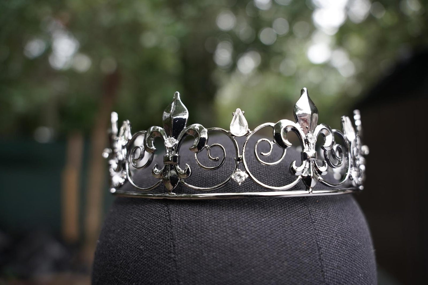 Nola Fleur de lis Dark Metal Circle Crown Bridal Crown Birthday Wedding Gift Diadem unisex king