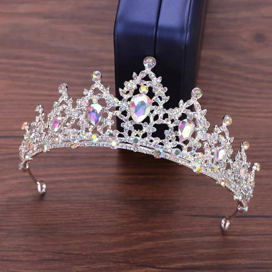 Holographic Silver Tiara Crown Detail Princess Queen headdress jewelry