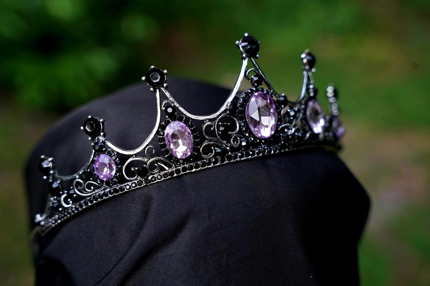 Gothic Purple Black Crystal Tiara Bridal Birthday Wedding Gift Diadem Cosplay