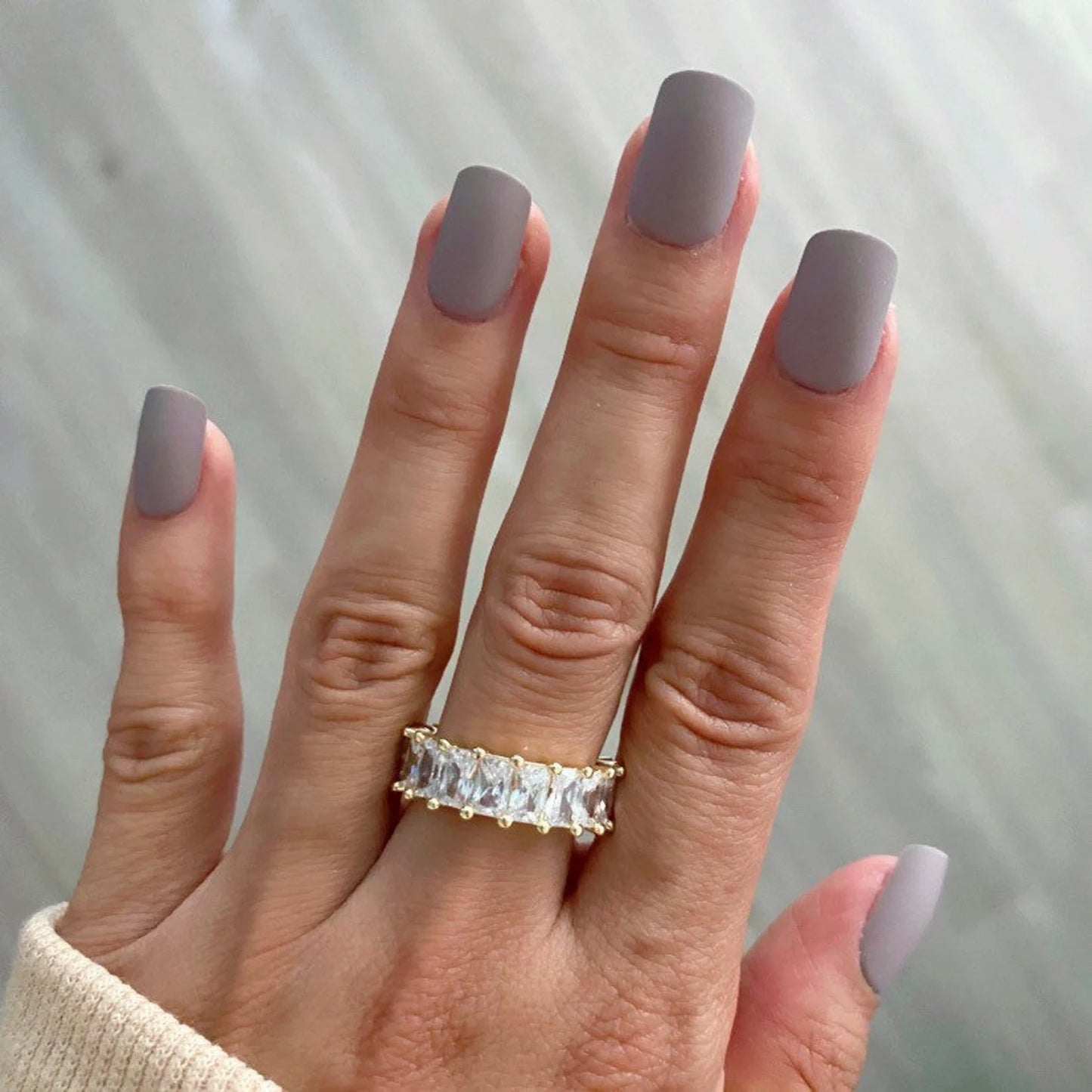 24 Short Matte Grey Press on nails kit glue on gray muted