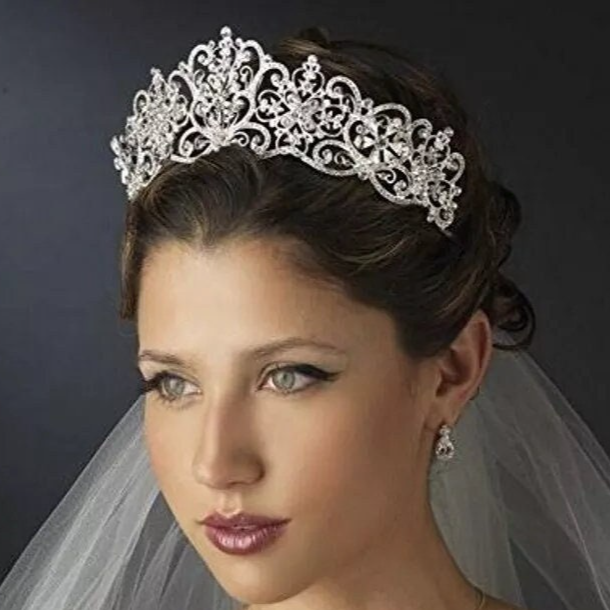 Silver Tiara Crown Detail Princess Queen jewelry bridal Headdress