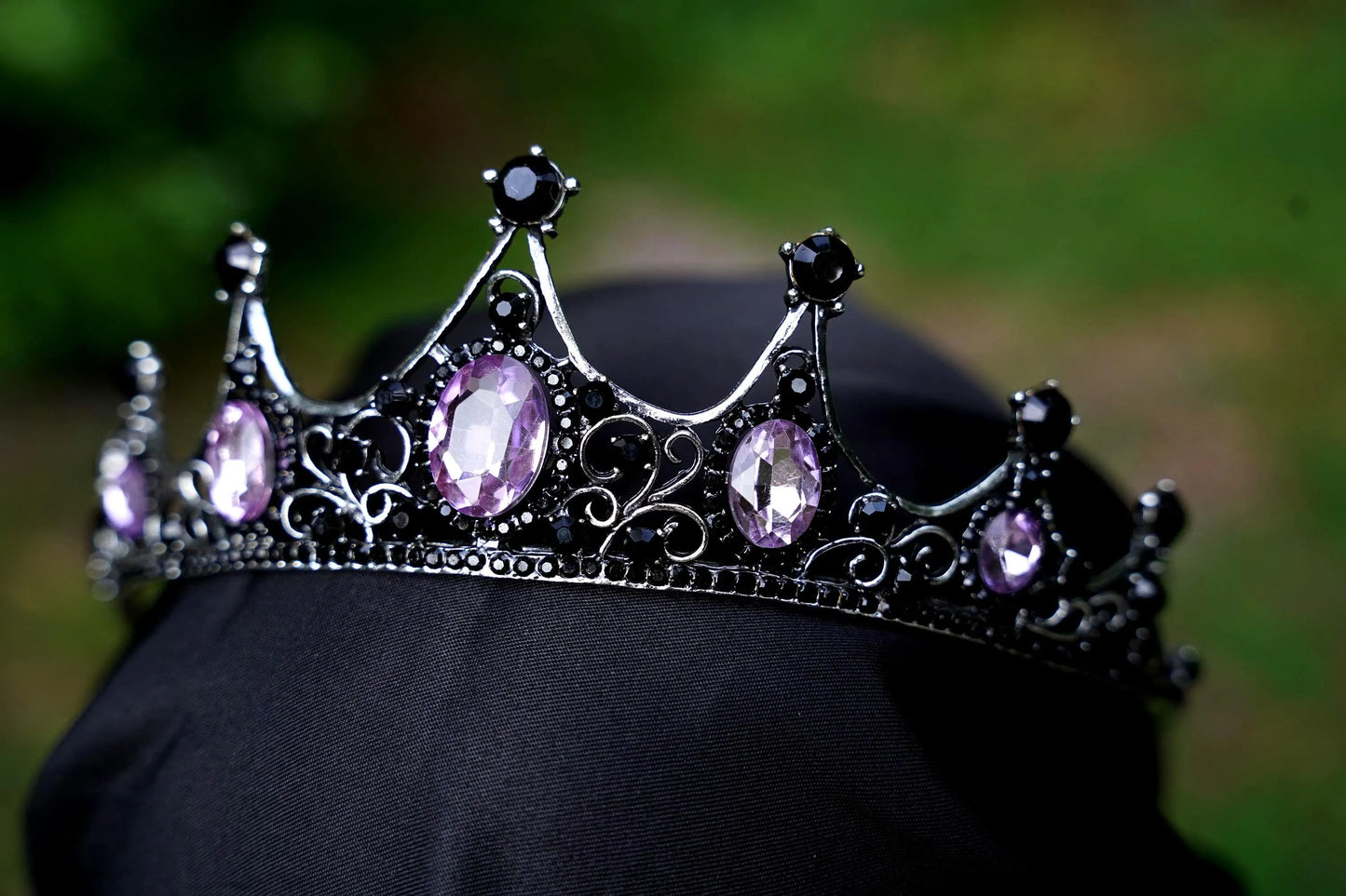 Vintage Silver Purple Crystal Princess Crowns headdress chrome