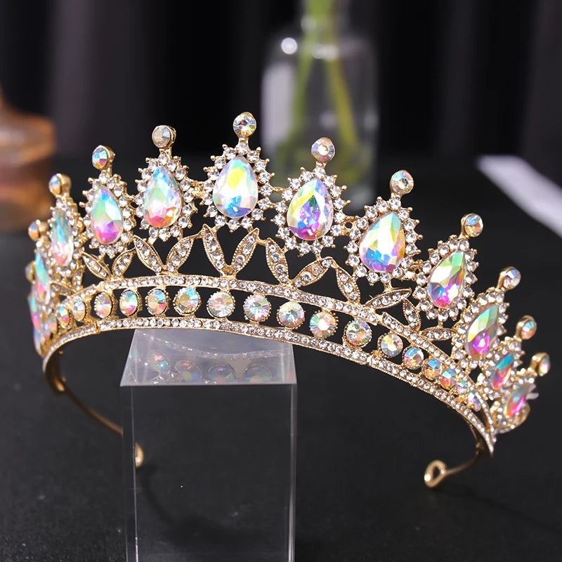 Rose Gold Champagne Tiara Crown Detailed Holographic Princess Queen headdress jewelry