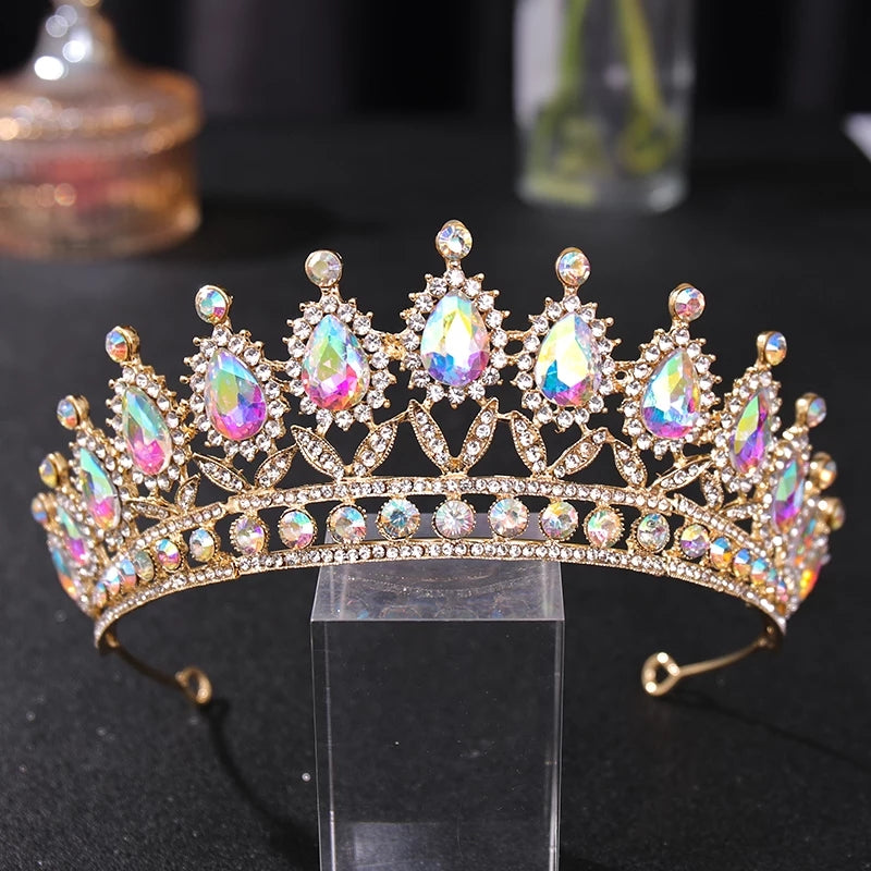 Rose Gold Champagne Tiara Crown – Holographic Princess Queen Headdress surethings