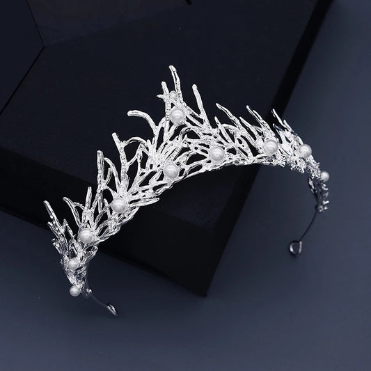 Ice Queen Woodland Tiara Crown in Silver – Gothic Winter Diadem Hair Jewelry surethings