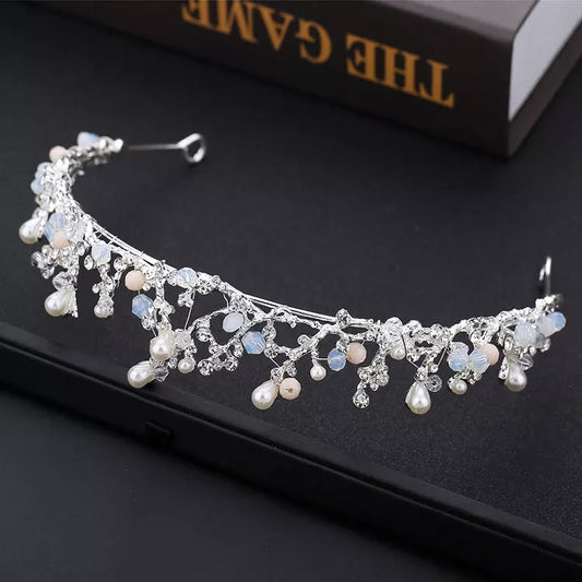 Demure Silver Pearl Tiara with crystals and smaller Queen Headdress by Surethings