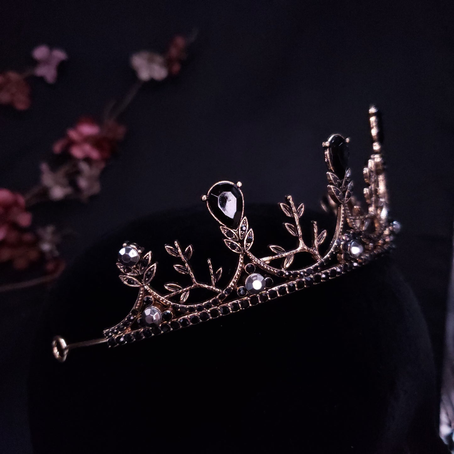 Vintage Baroque Princess Tiara Dark Goth Black Evil Queen headdress jewelry