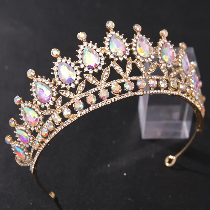 Rose Gold Champagne Tiara Crown Detailed Holographic Princess Queen headdress jewelry