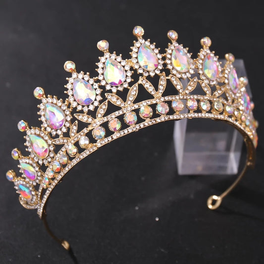 Rose Gold Champagne Tiara Crown – Holographic Princess Queen Headdress surethings