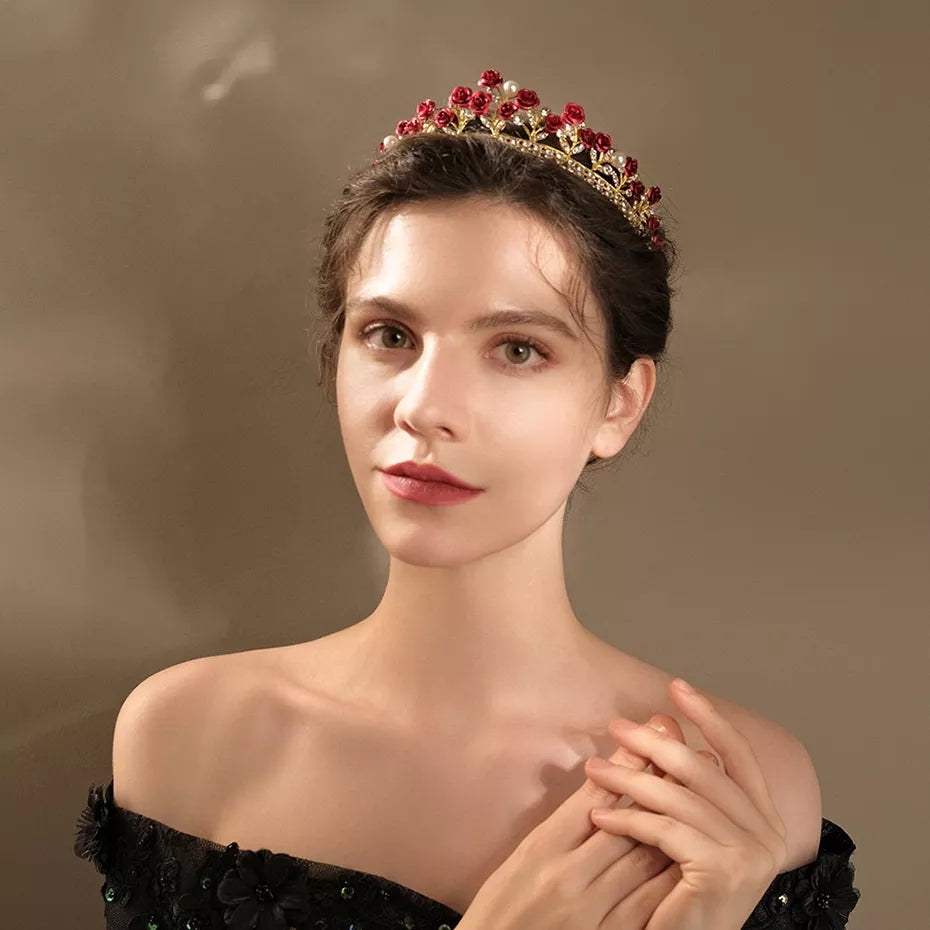 Rose small Woodland Tiara Crown Princess Queen smaller demure headdress