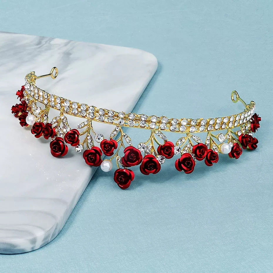 Rose small Woodland Tiara Crown Princess Queen smaller demure headdress