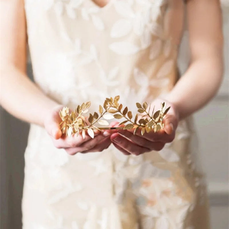 Gold leaf Tiara Crown Greek headdress vine bridal cosplay headdress